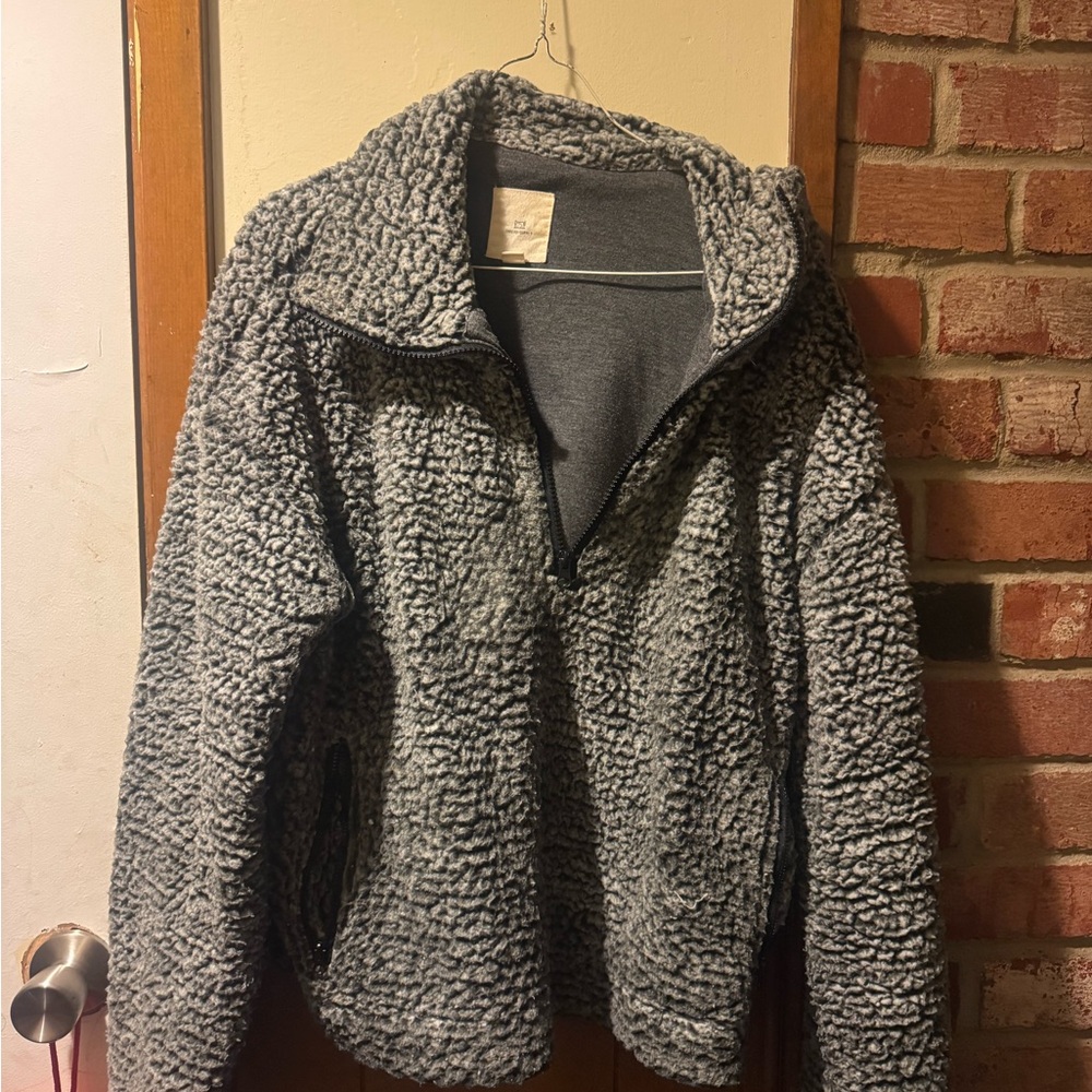 Cozy Gray Sherpa Pullover